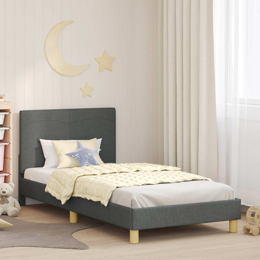 Bedframe voor kinderen met hoofdbord Donkergrijs 90 x 200 cm