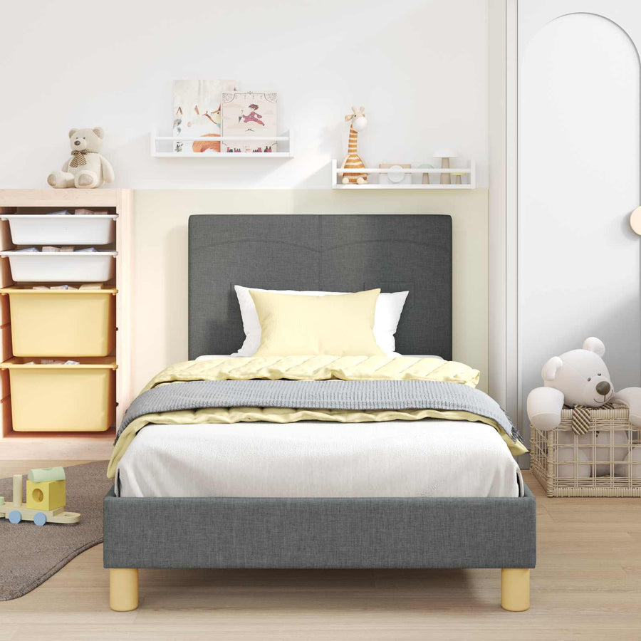 Bedframe voor kinderen met hoofdbord Donkergrijs 90 x 200 cm