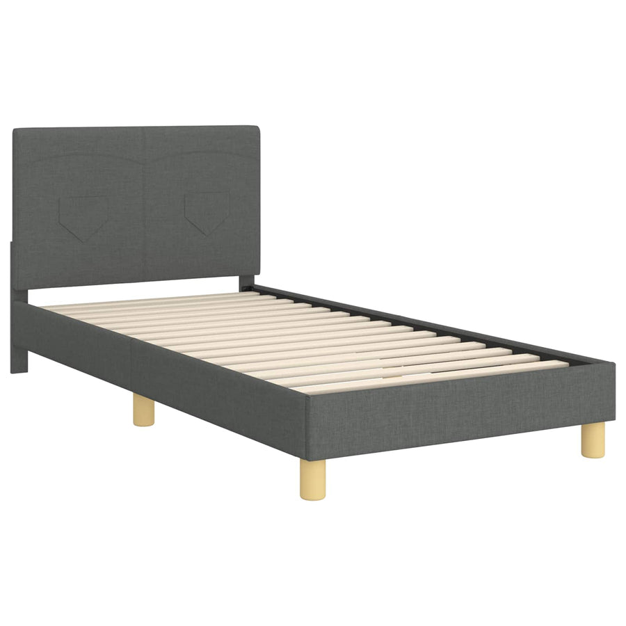 Bedframe voor kinderen met hoofdbord Donkergrijs 90 x 200 cm