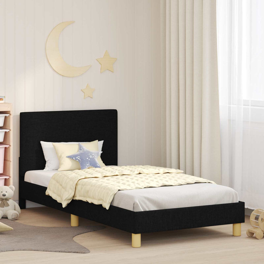 Bedframe voor kinderen met hoofdbord Zwart 90 x 200 cm Stof
