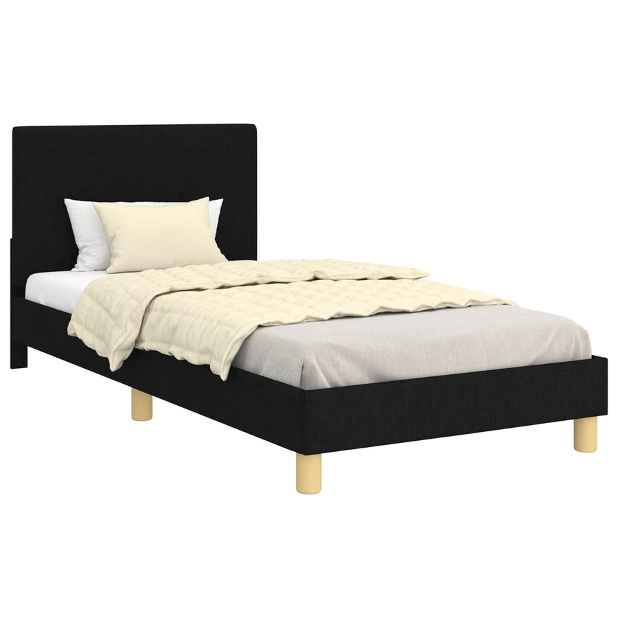 Bedframe voor kinderen met hoofdbord Zwart 90 x 200 cm Stof