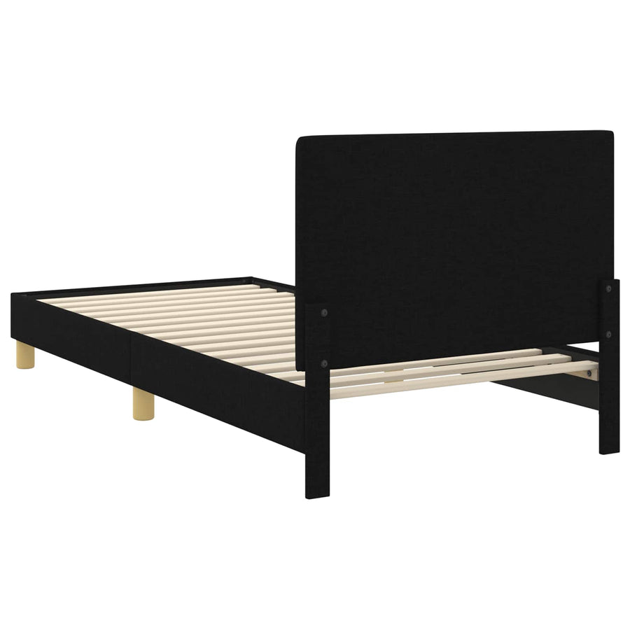Bedframe voor kinderen met hoofdbord Zwart 90 x 200 cm Stof