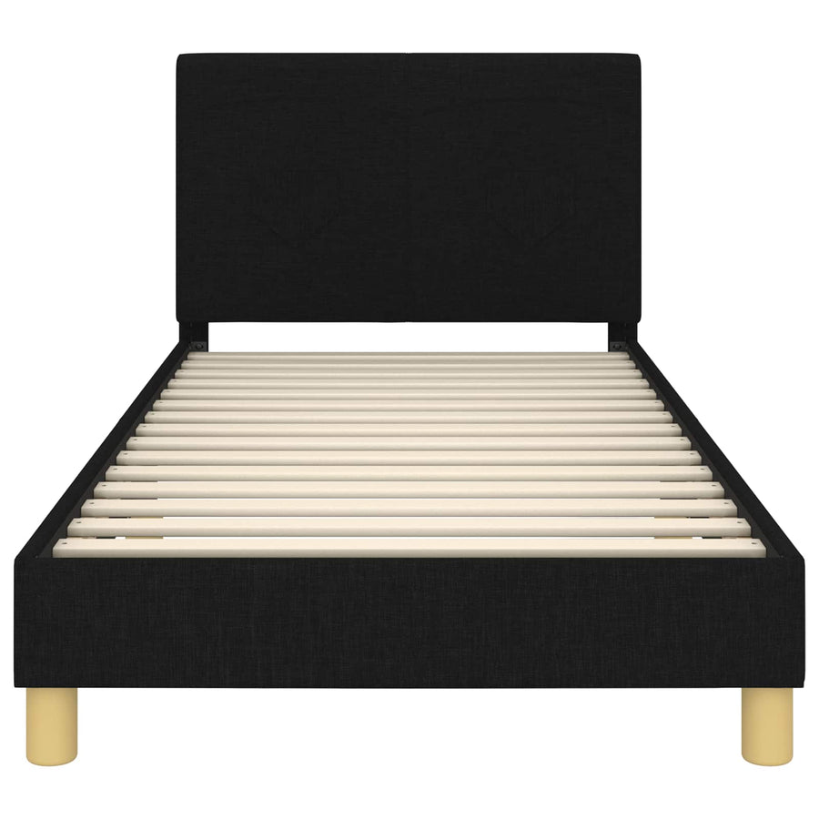 Bedframe voor kinderen met hoofdbord Zwart 90 x 200 cm Stof