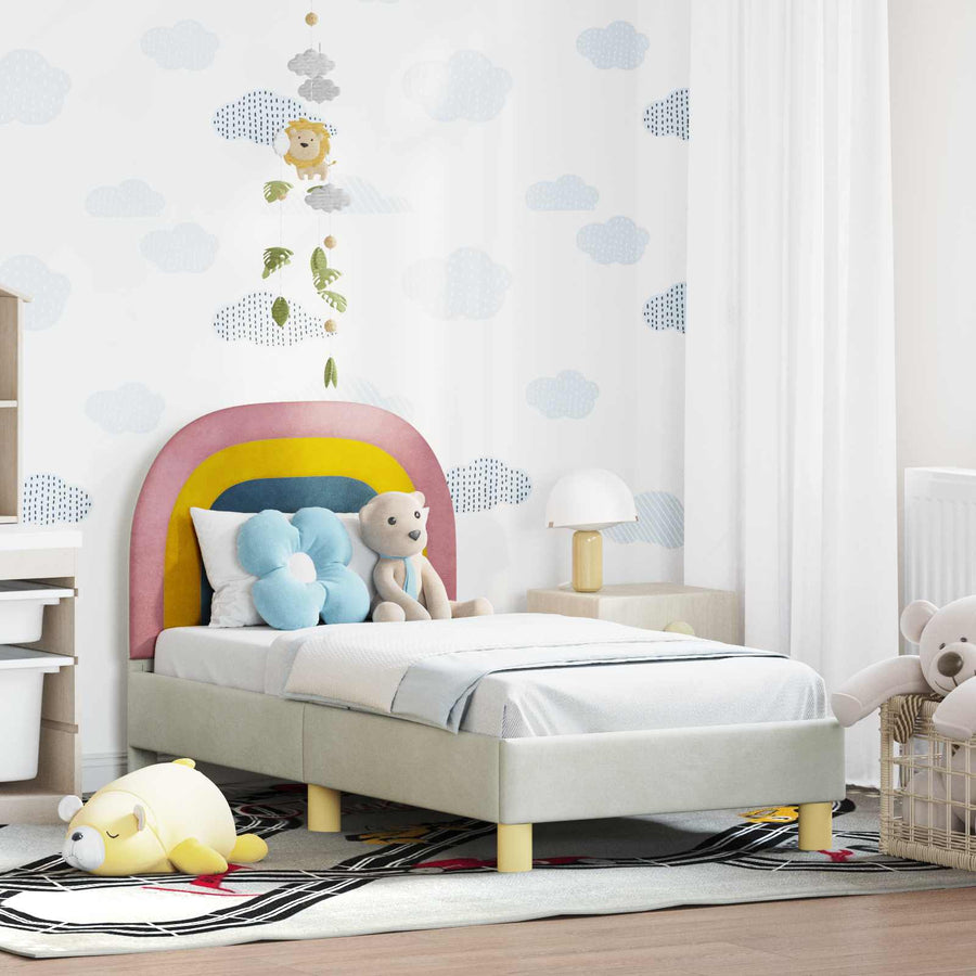 Peuterbedframe met hoofdbord Crème 70 x 140 cm Fluweel