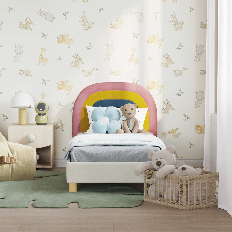 Peuterbedframe met hoofdbord Crème 70 x 140 cm Fluweel