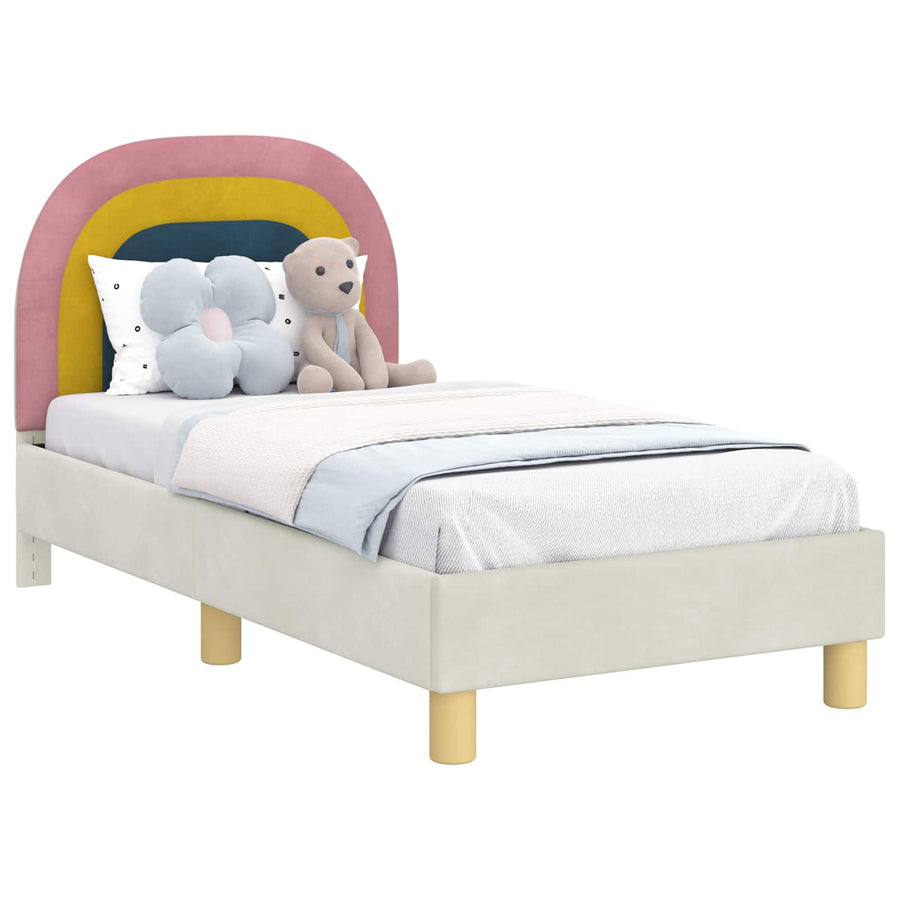 Peuterbedframe met hoofdbord Crème 70 x 140 cm Fluweel