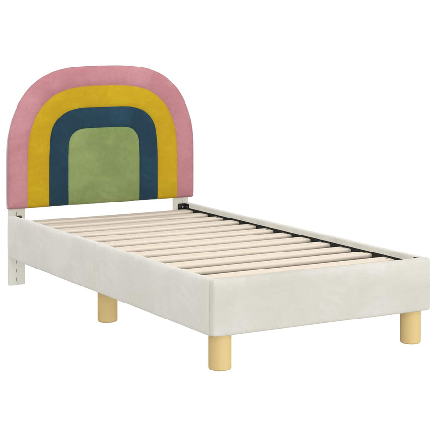 Peuterbedframe met hoofdbord Crème 70 x 140 cm Fluweel