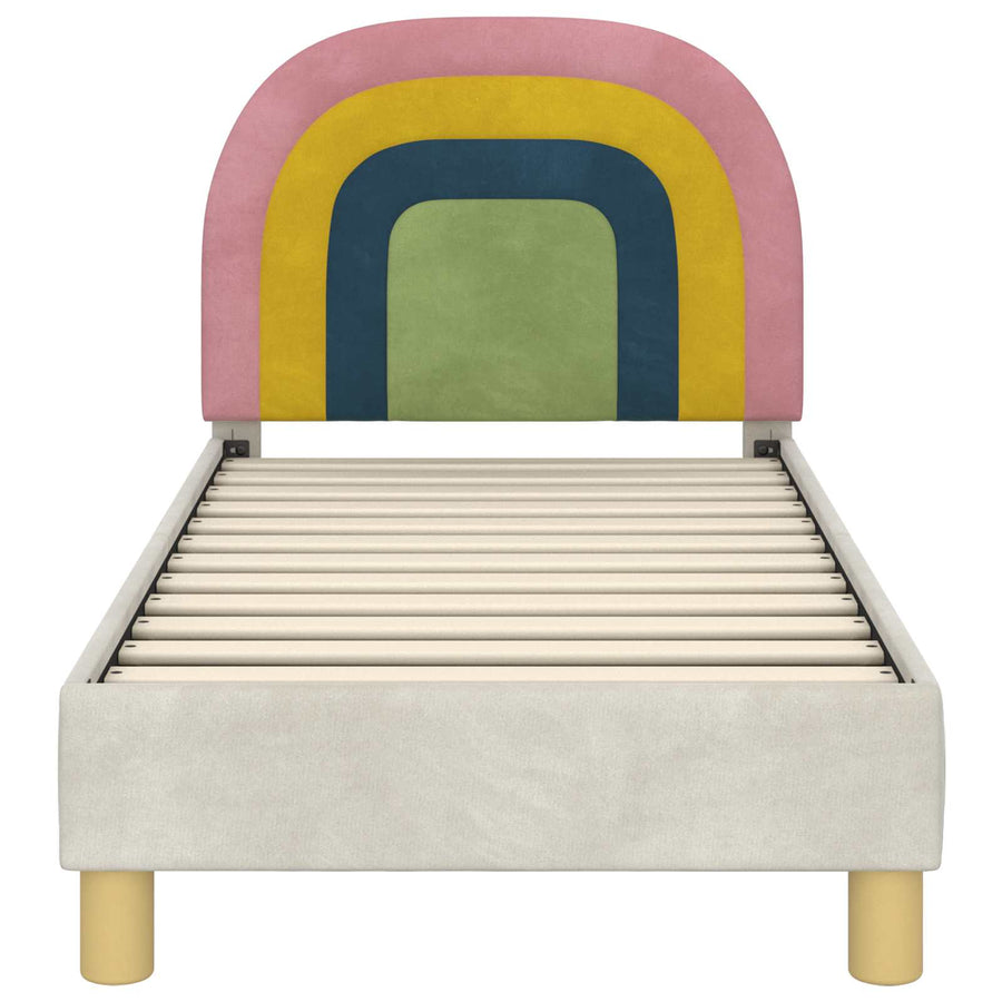 Peuterbedframe met hoofdbord Crème 70 x 140 cm Fluweel