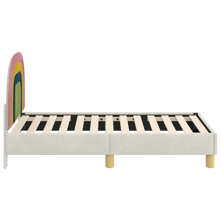 Peuterbedframe met hoofdbord Crème 70 x 140 cm Fluweel