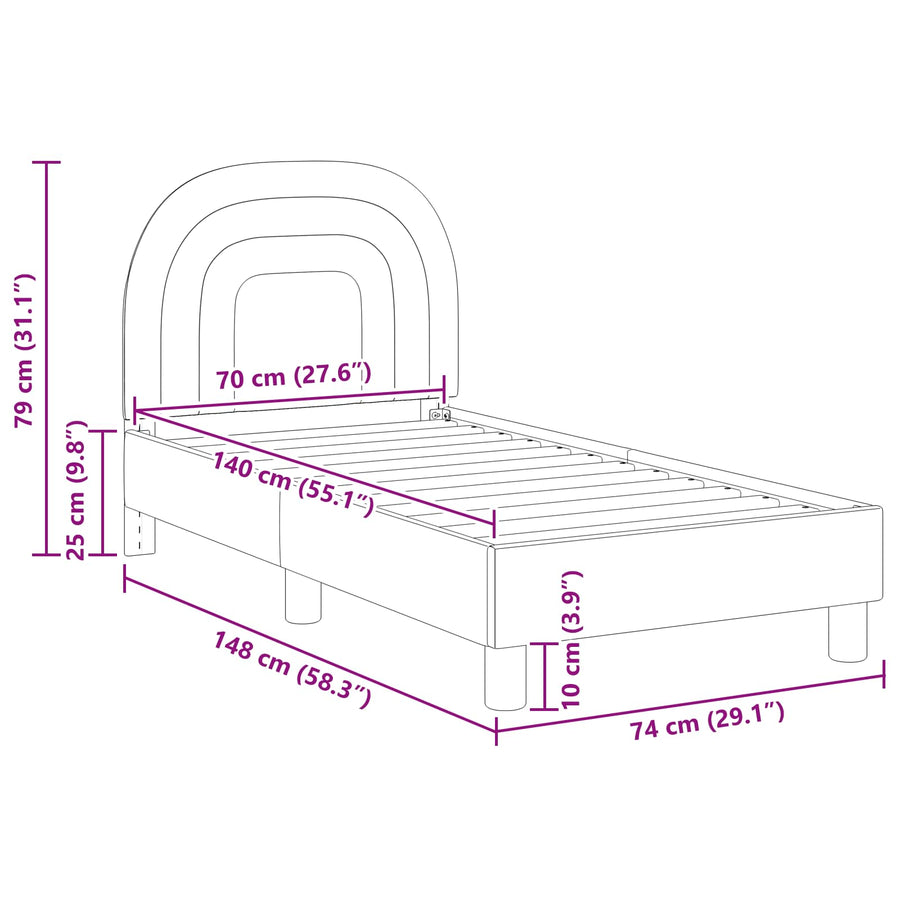Peuterbedframe met hoofdbord Crème 70 x 140 cm Fluweel