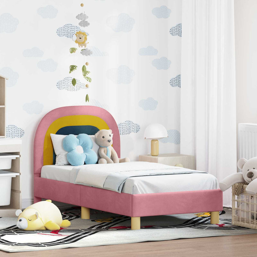 Peuterbedframe met hoofdbord Roze 70 x 140 cm Fluweel