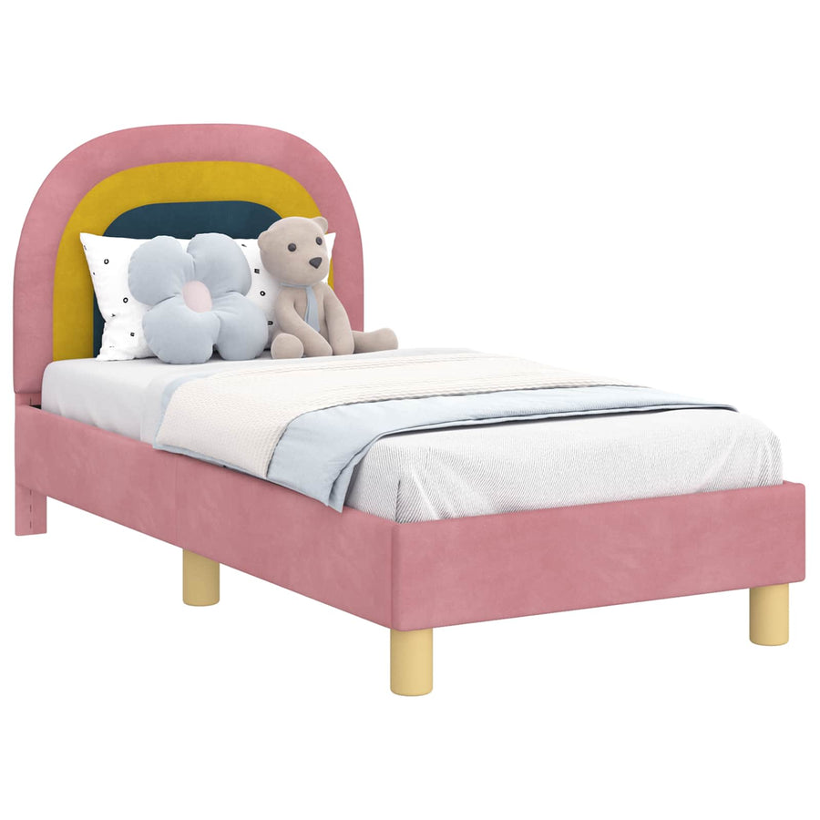 Peuterbedframe met hoofdbord Roze 70 x 140 cm Fluweel