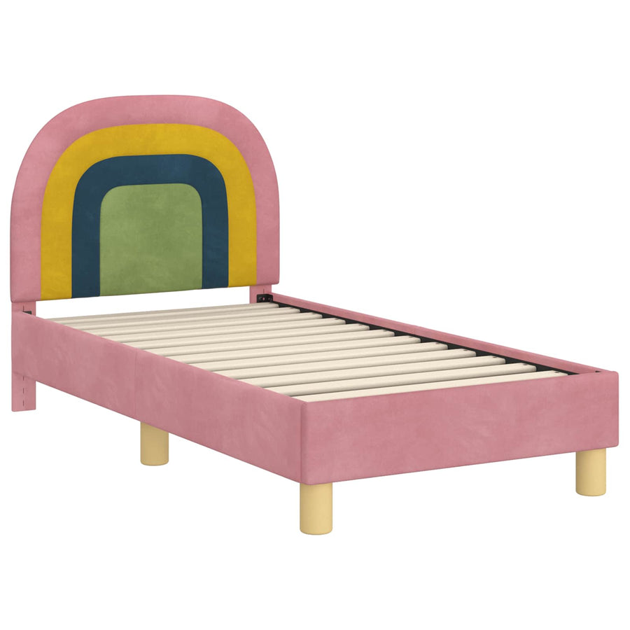 Peuterbedframe met hoofdbord Roze 70 x 140 cm Fluweel