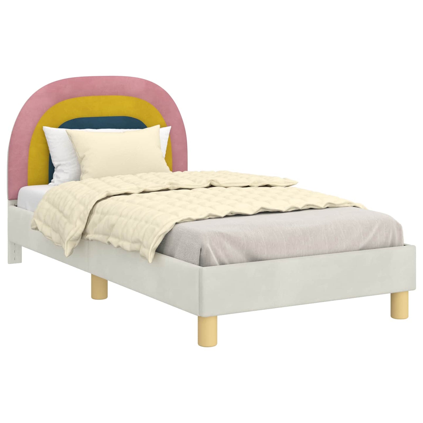 Bedframe voor kinderen met hoofdbord Crème 80 x 160 cm Fluweel