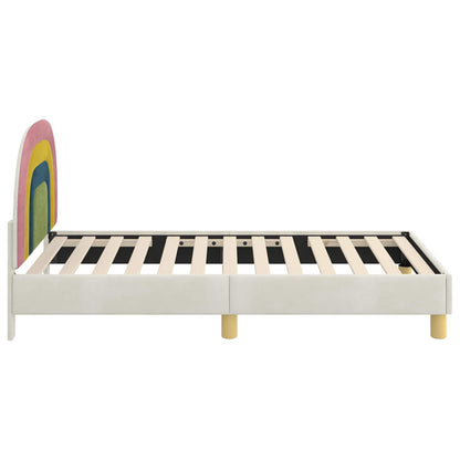 Bedframe voor kinderen met hoofdbord Crème 80 x 160 cm Fluweel