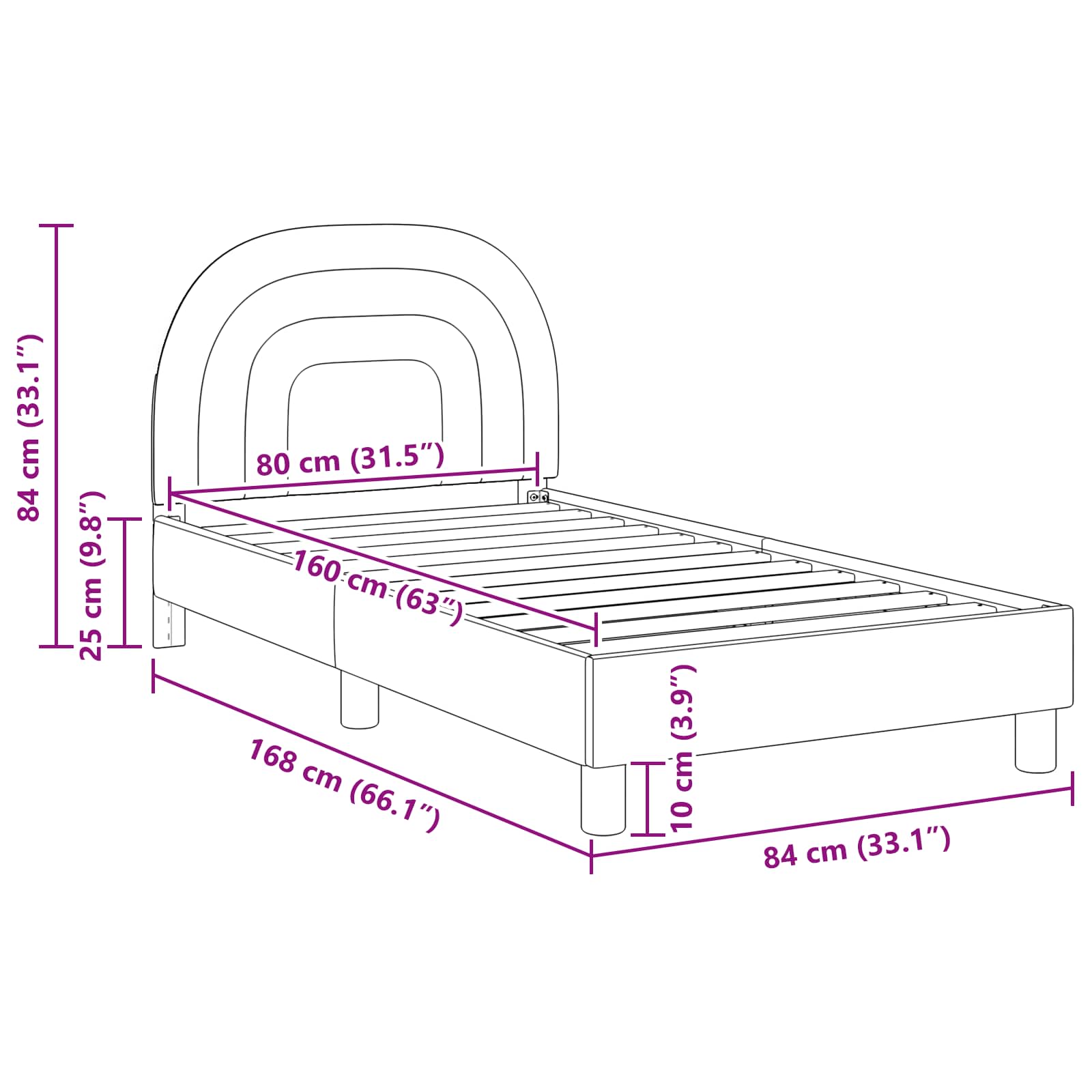 Bedframe voor kinderen met hoofdbord Crème 80 x 160 cm Fluweel