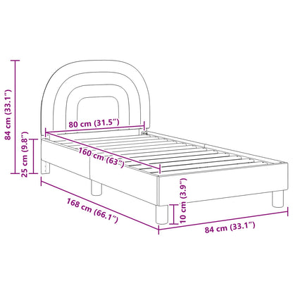 Bedframe voor kinderen met hoofdbord Crème 80 x 160 cm Fluweel