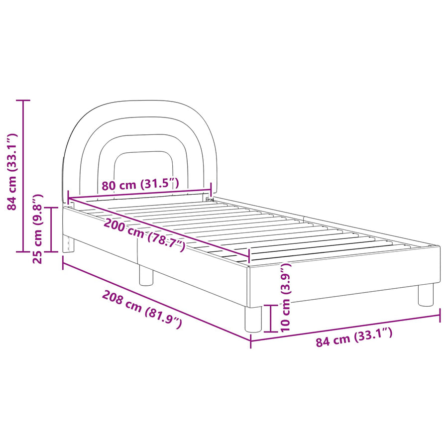 Bedframe voor kinderen met hoofdbord Crème 80 x 200 cm Fluweel