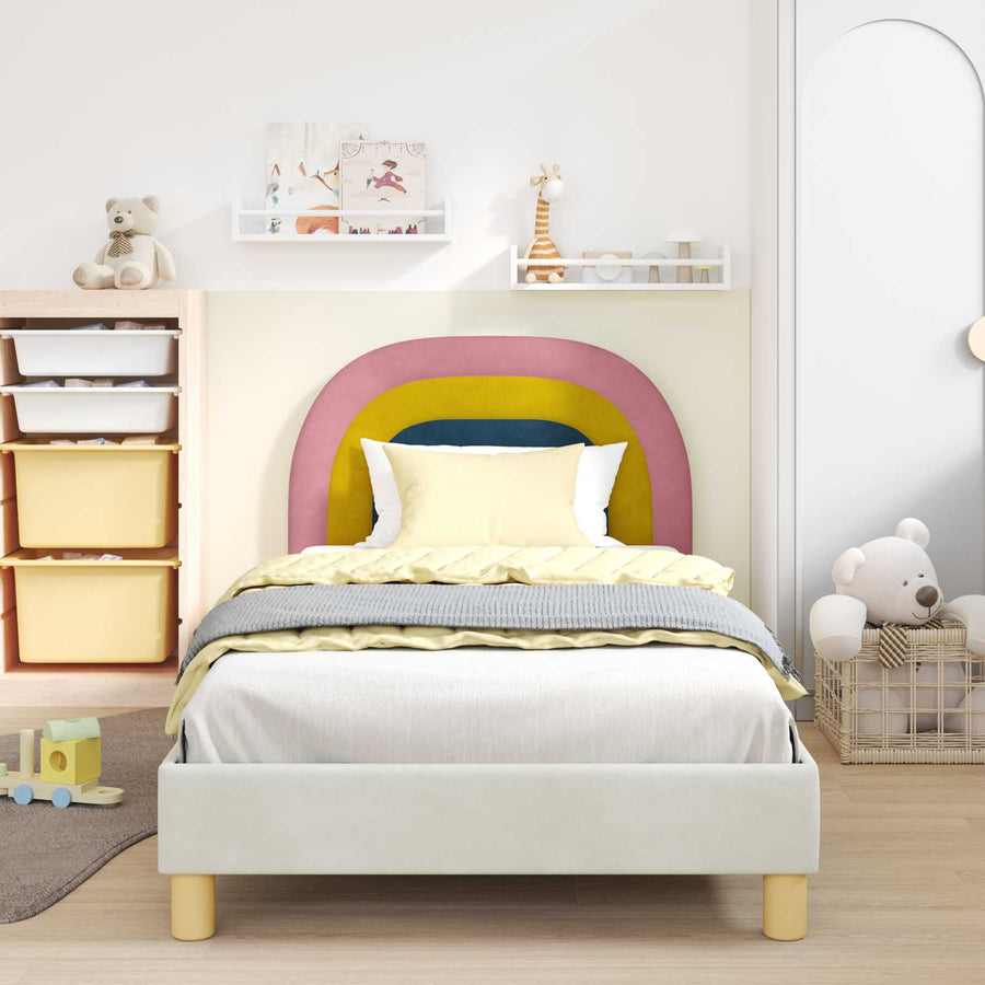Bedframe voor kinderen met hoofdbord Crème 90 x 190 cm Fluweel