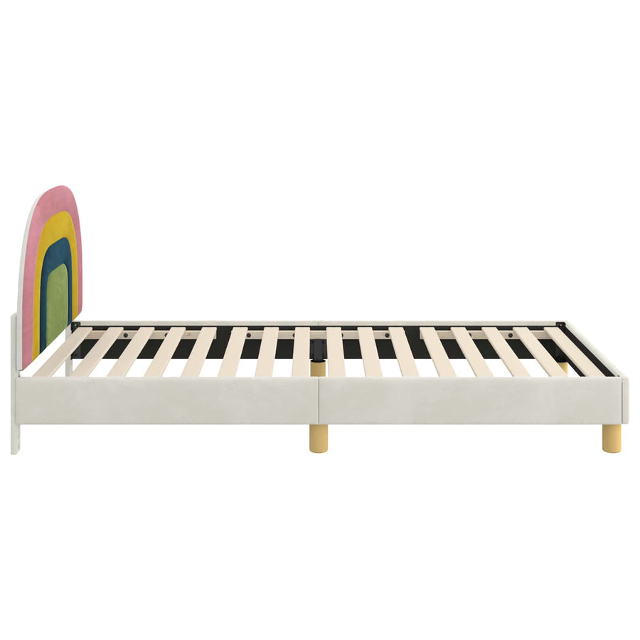 Bedframe voor kinderen met hoofdbord Crème 90 x 190 cm Fluweel