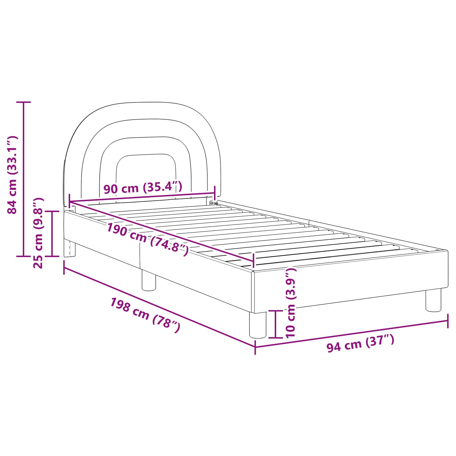 Bedframe voor kinderen met hoofdbord Crème 90 x 190 cm Fluweel