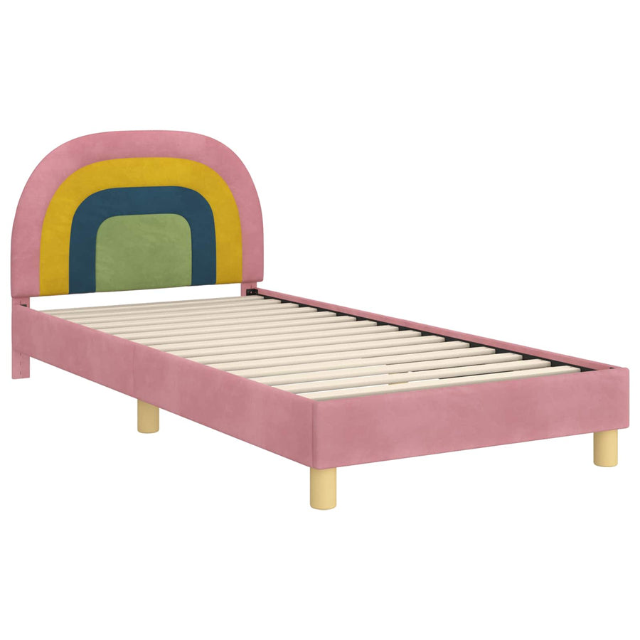 Bedframe voor kinderen met hoofdbord Roze 90 x 190 cm Fluweel