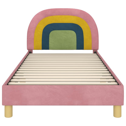 Bedframe voor kinderen met hoofdbord Roze 90 x 190 cm Fluweel
