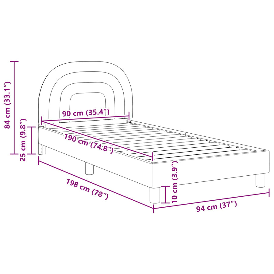 Bedframe voor kinderen met hoofdbord Roze 90 x 190 cm Fluweel