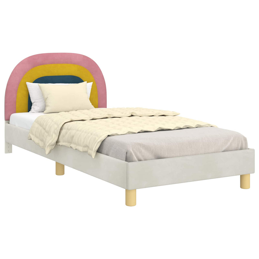 Bedframe voor kinderen met hoofdbord Crème 90 x 200 cm Fluweel