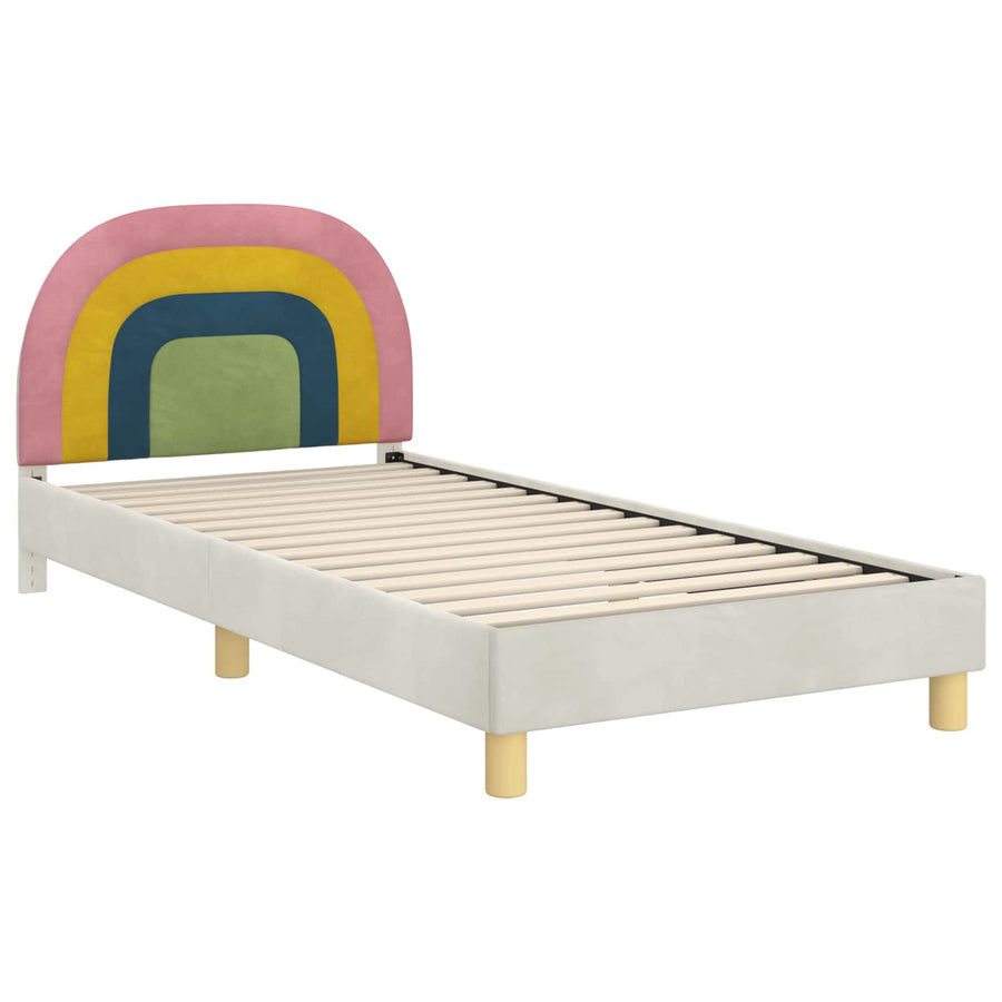 Bedframe voor kinderen met hoofdbord Crème 90 x 200 cm Fluweel