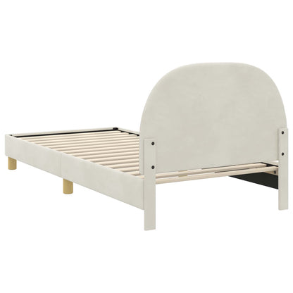Bedframe voor kinderen met hoofdbord Crème 90 x 200 cm Fluweel