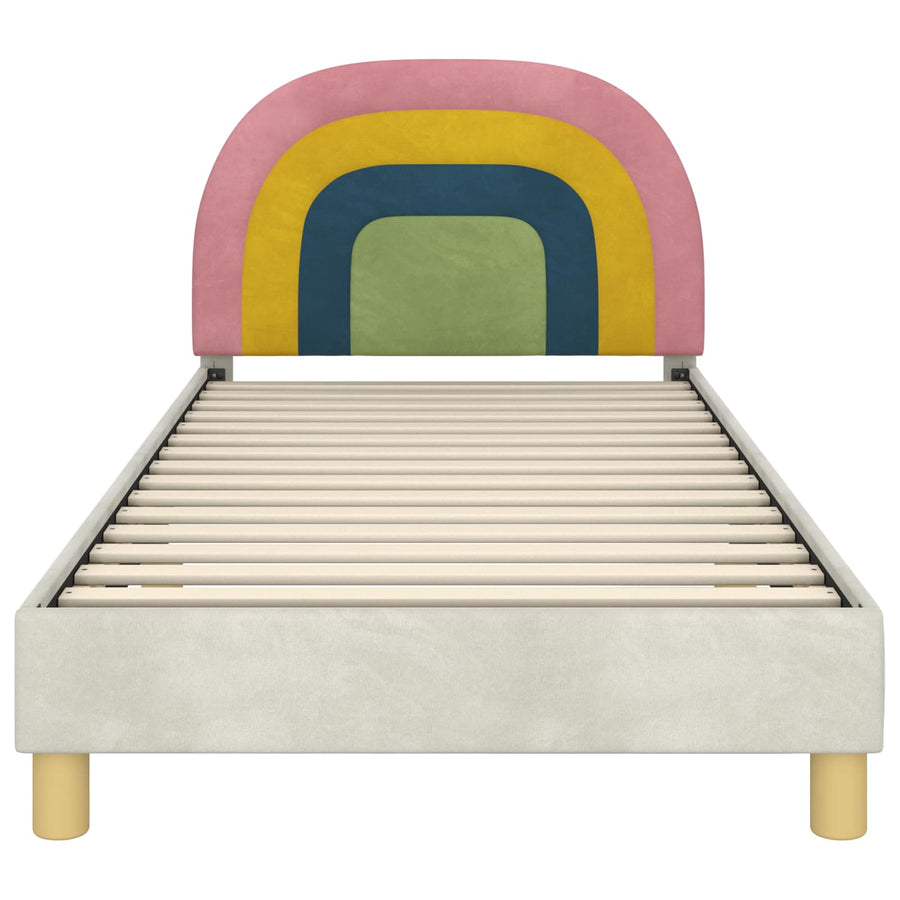 Bedframe voor kinderen met hoofdbord Crème 90 x 200 cm Fluweel