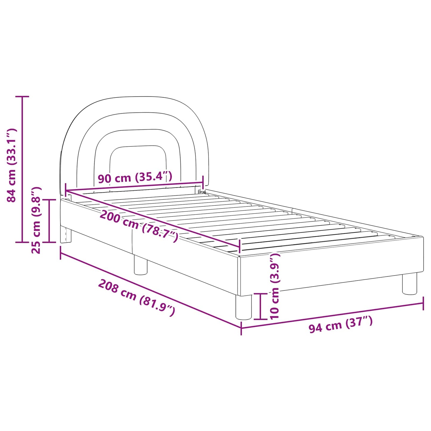 Bedframe voor kinderen met hoofdbord Crème 90 x 200 cm Fluweel