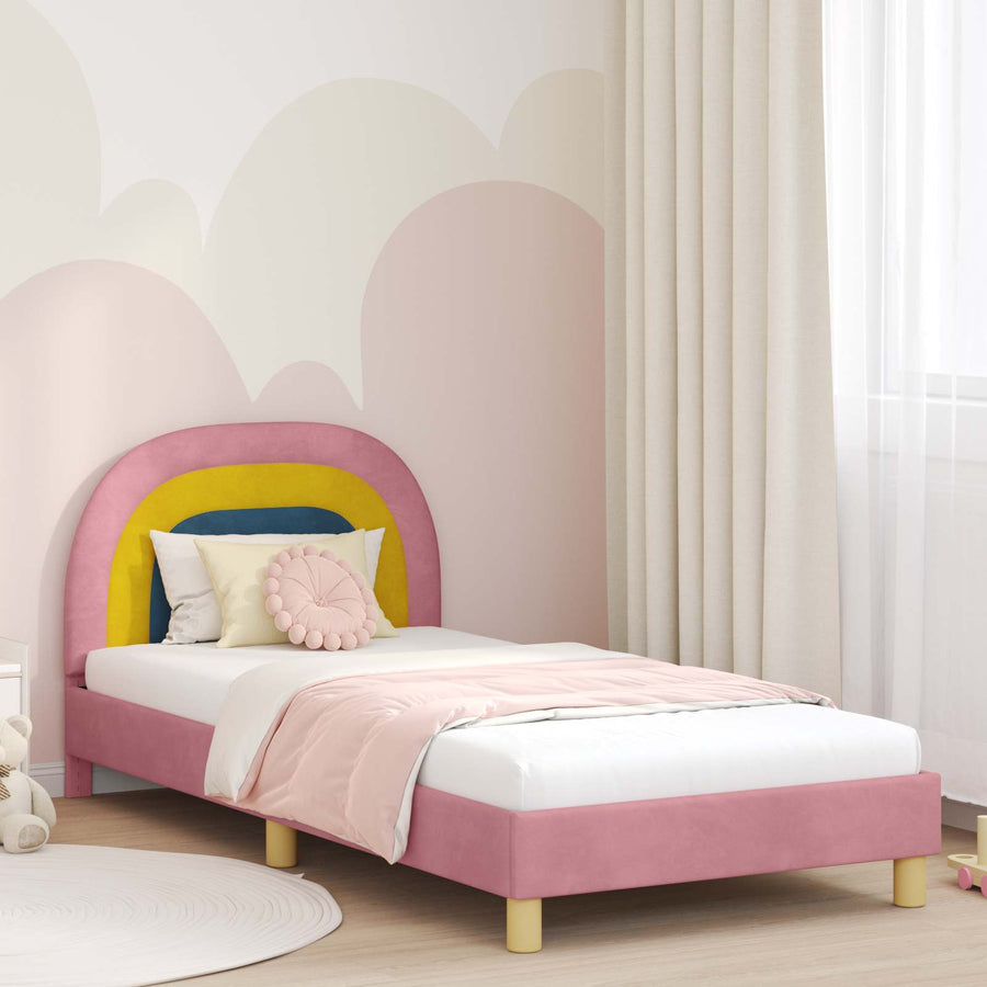 Bedframe voor kinderen met hoofdbord Roze 90 x 200 cm Fluweel