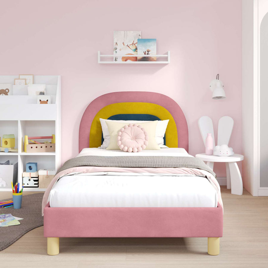 Bedframe voor kinderen met hoofdbord Roze 90 x 200 cm Fluweel