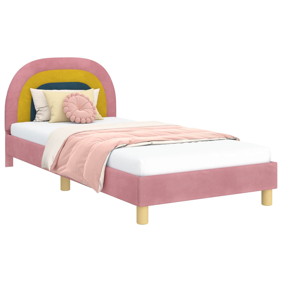 Bedframe voor kinderen met hoofdbord Roze 90 x 200 cm Fluweel