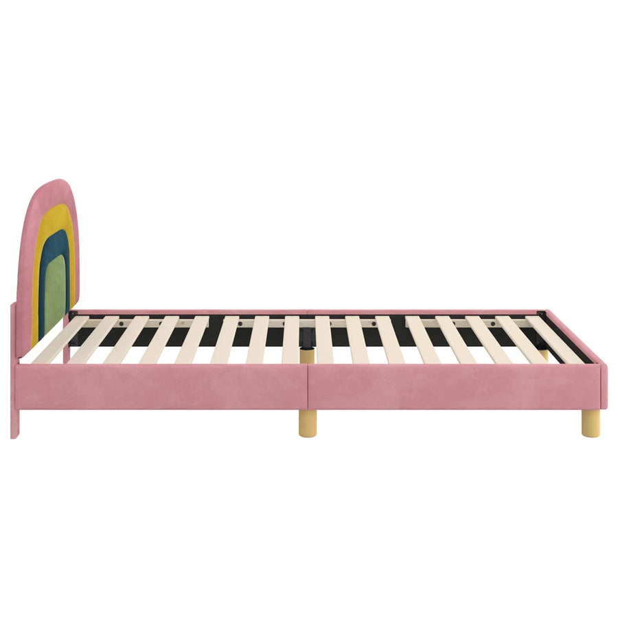Bedframe voor kinderen met hoofdbord Roze 90 x 200 cm Fluweel
