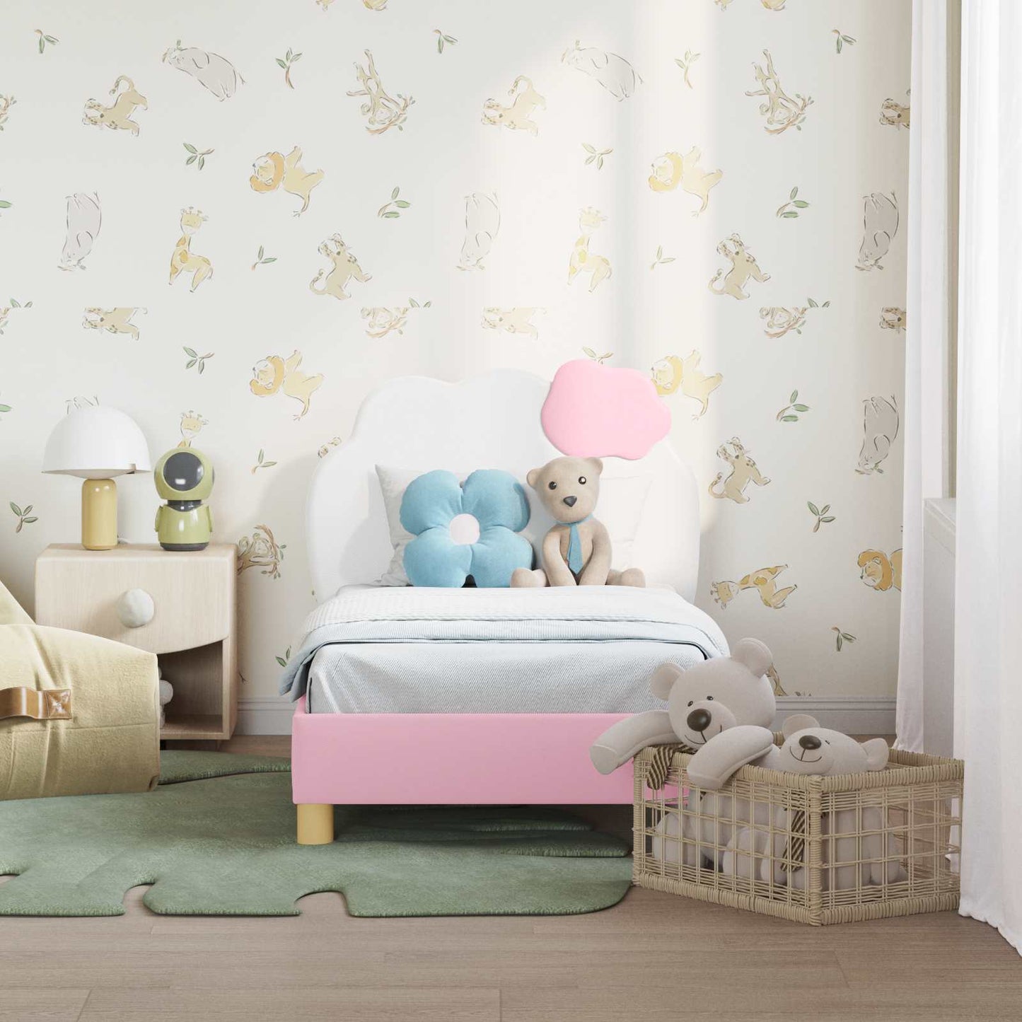 Peuterbedframe met hoofdbord met hoofdeinde Roze 70 x 140 cm PU