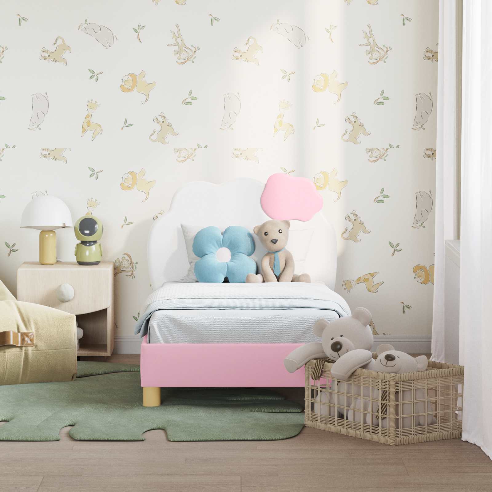 Peuterbedframe met hoofdbord met hoofdeinde Roze 70 x 140 cm PU