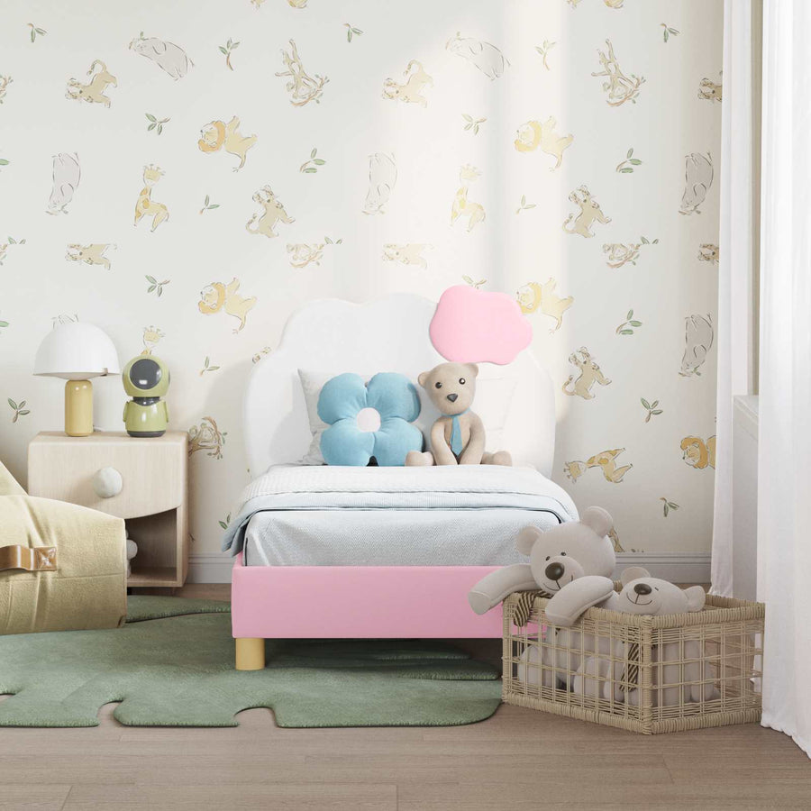 Peuterbedframe met hoofdbord met hoofdeinde Roze 70 x 140 cm PU
