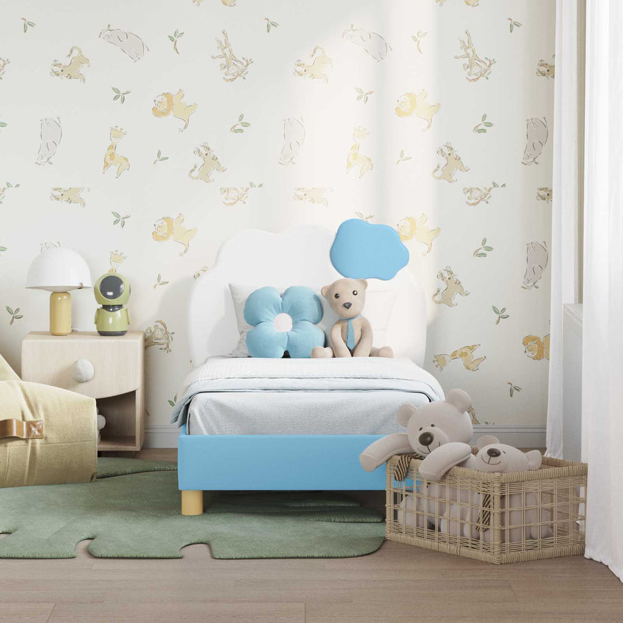 Peuterbedframe met hoofdbord Blauw 70 x 140 cm PU