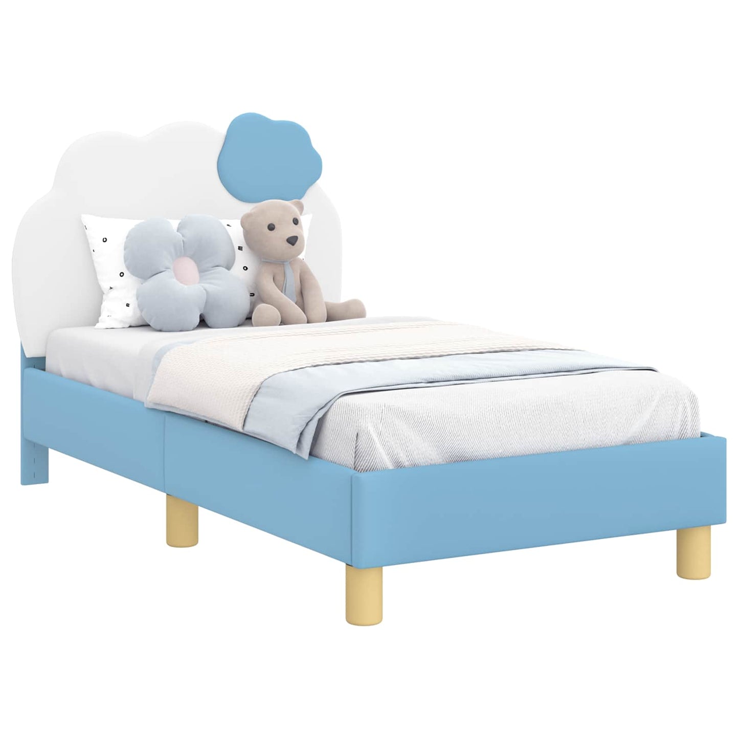 Peuterbedframe met hoofdbord Blauw 70 x 140 cm PU
