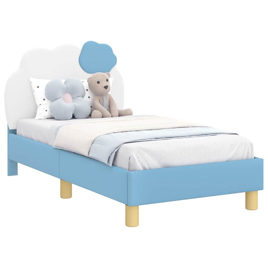 Peuterbedframe met hoofdbord Blauw 70 x 140 cm PU
