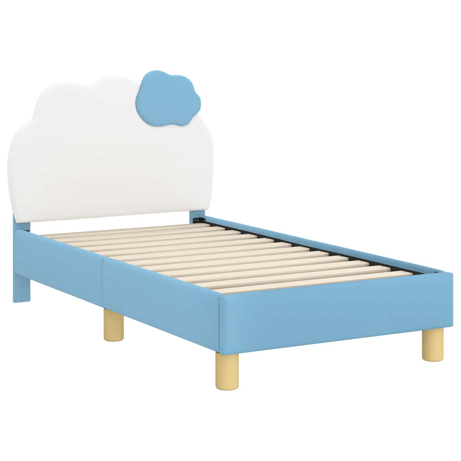 Peuterbedframe met hoofdbord Blauw 70 x 140 cm PU