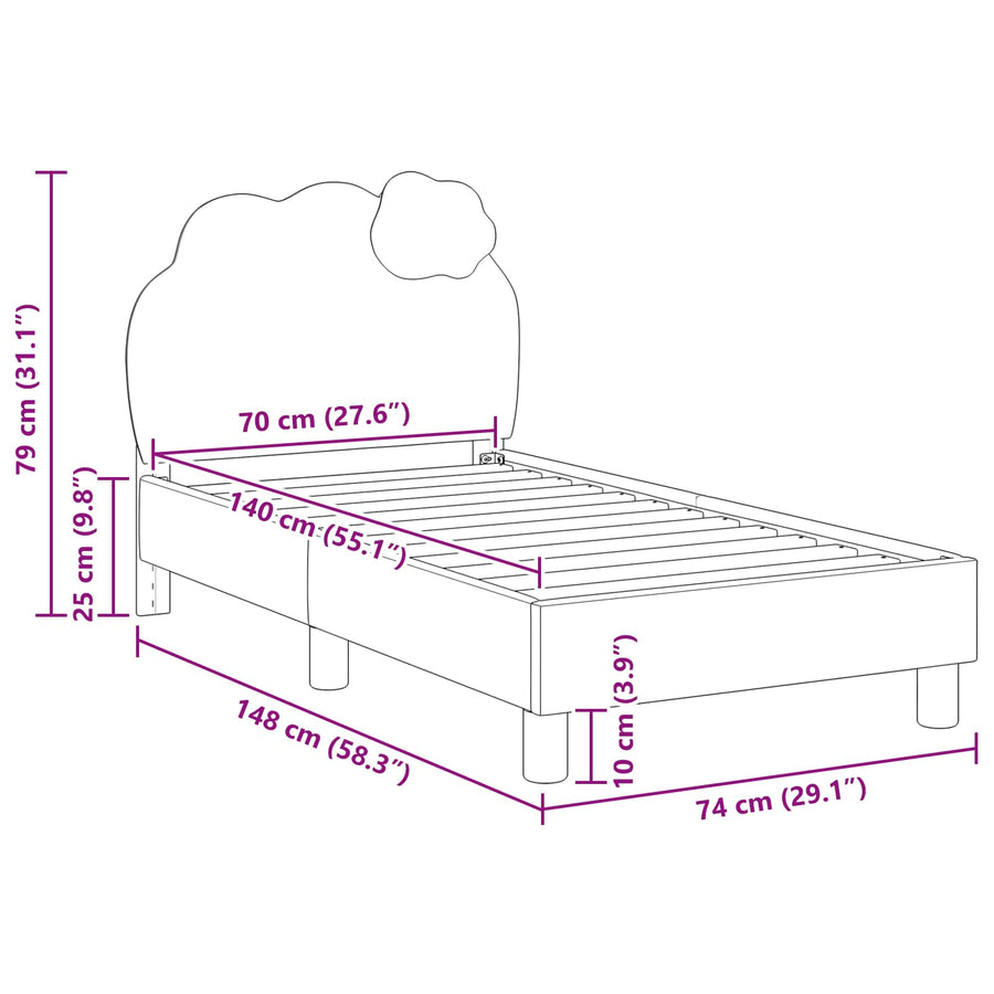 Peuterbedframe met hoofdbord Blauw 70 x 140 cm PU
