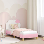 Kinderbedframe 80x160 cm roze PU met hoofdbord