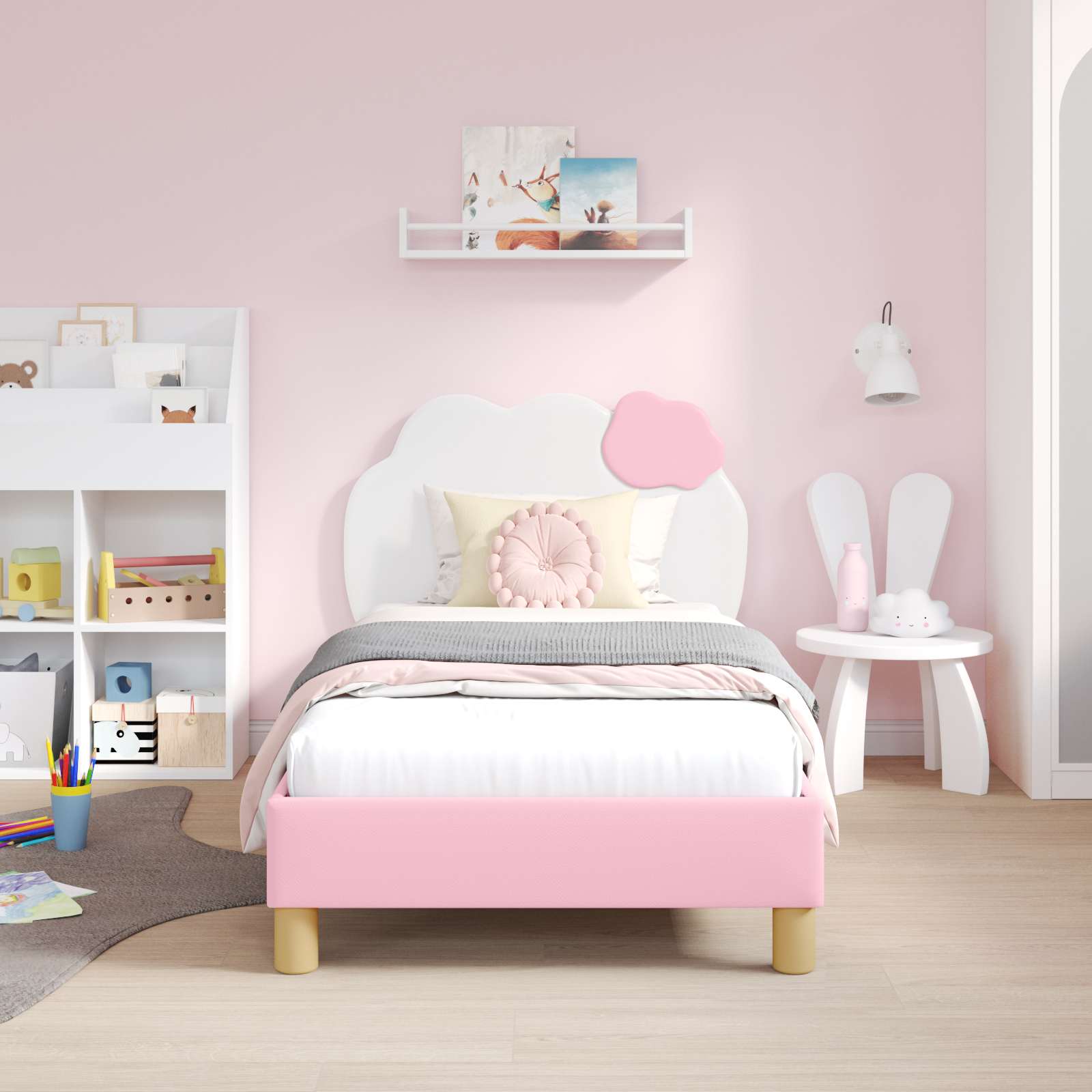 Bedframe voor kinderen met hoofdbord Roze 80 x 160 cm PU
