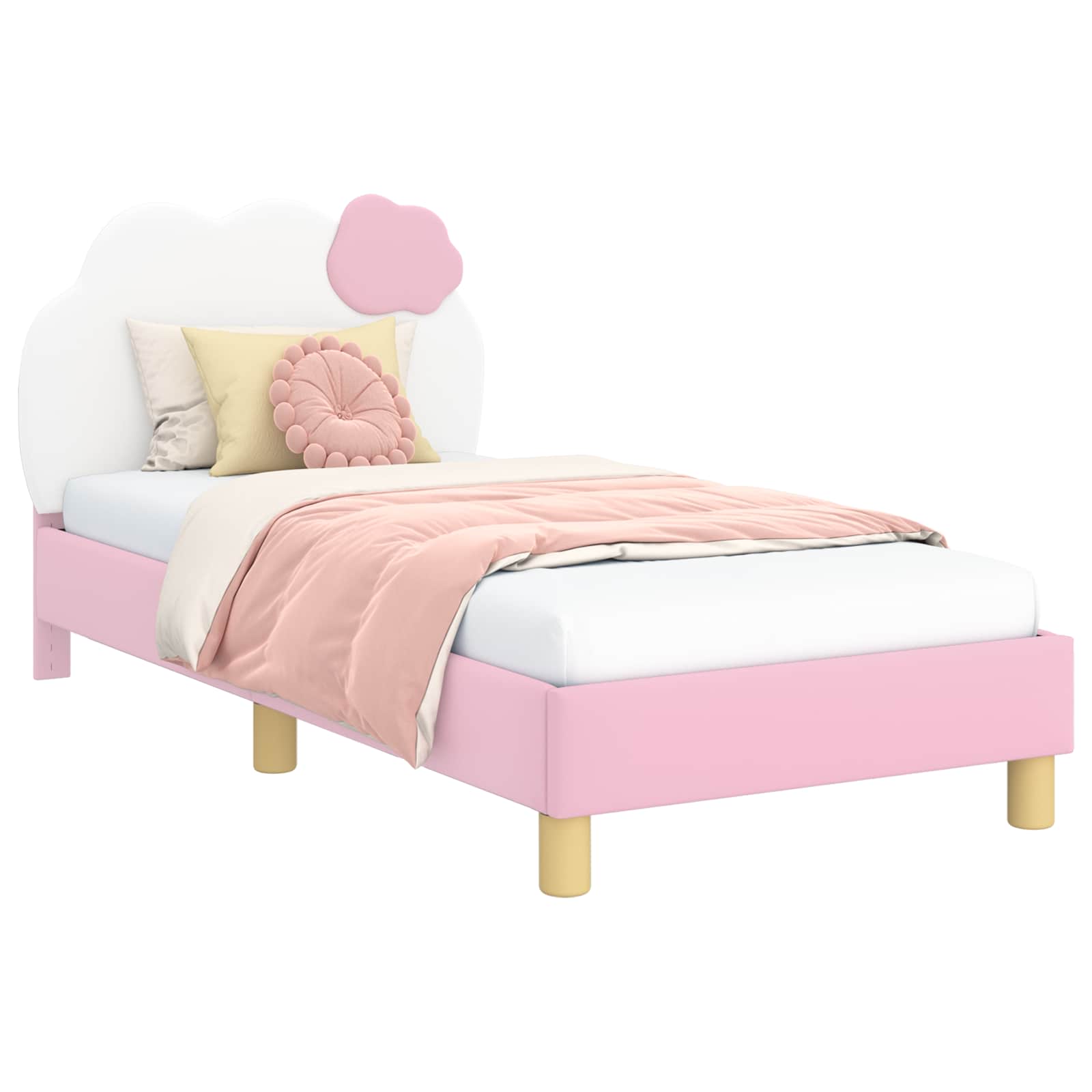 Bedframe voor kinderen met hoofdbord Roze 80 x 160 cm PU