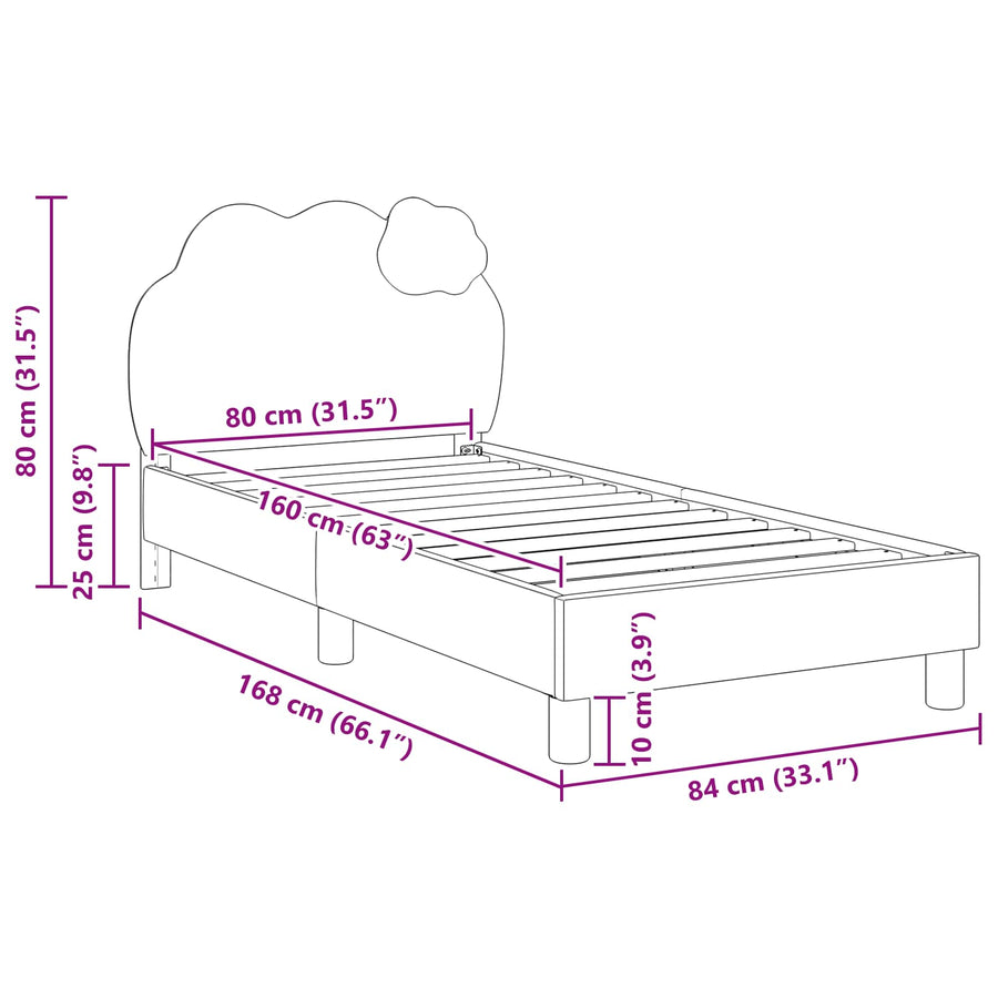 Bedframe voor kinderen met hoofdbord Roze 80 x 160 cm PU
