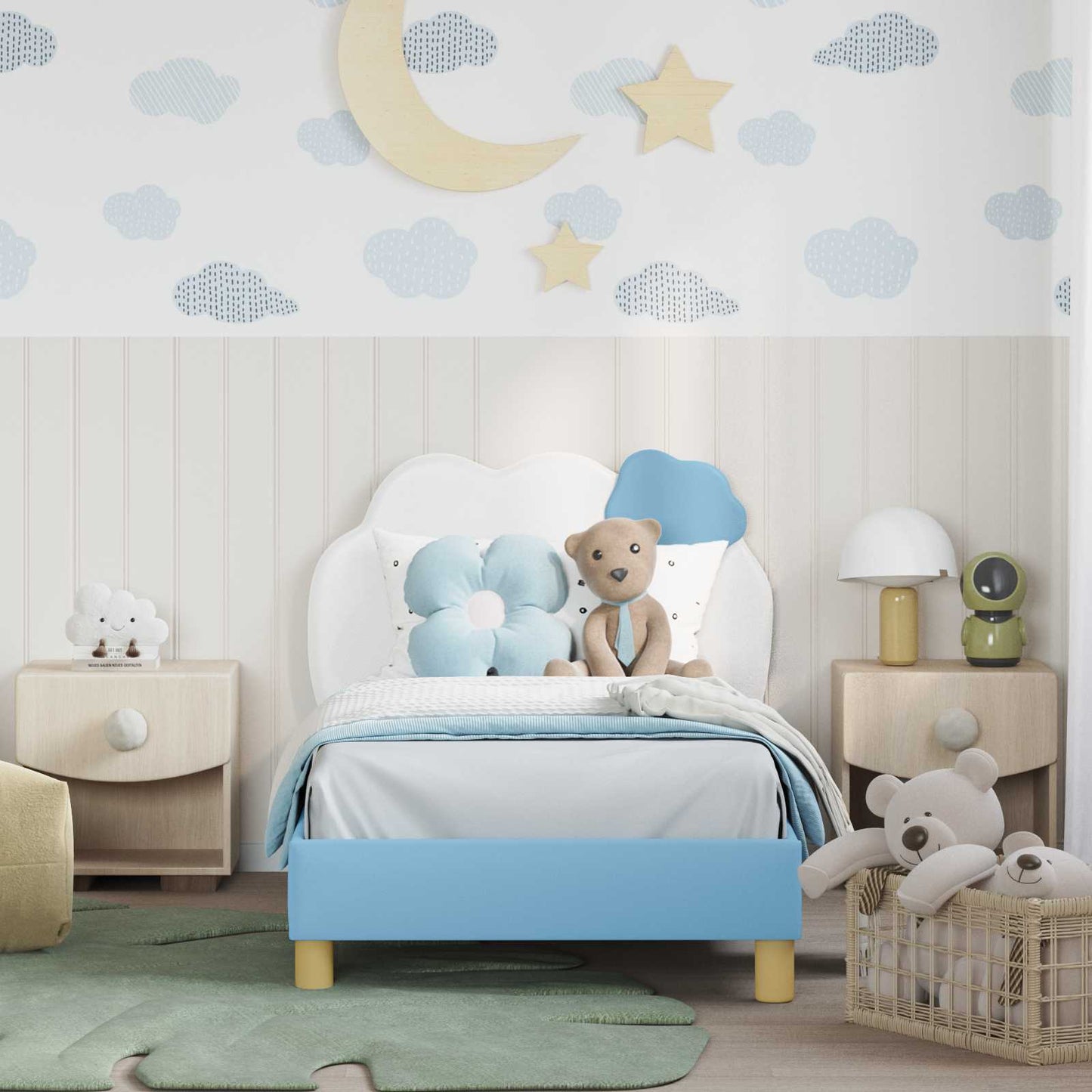 Bedframe voor kinderen met hoofdbord Blauw 80 x 160 cm PU